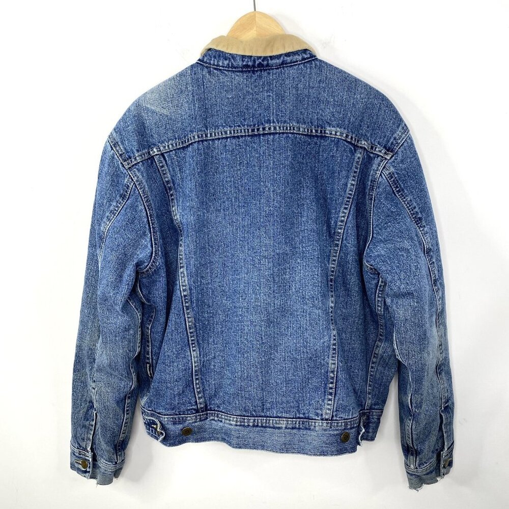 Denver Hayes Mens Jean Jacket Y2K Trucker Dad Vtg Sherpa Lined Denim Blue Sz XL - Picture 3 of 8